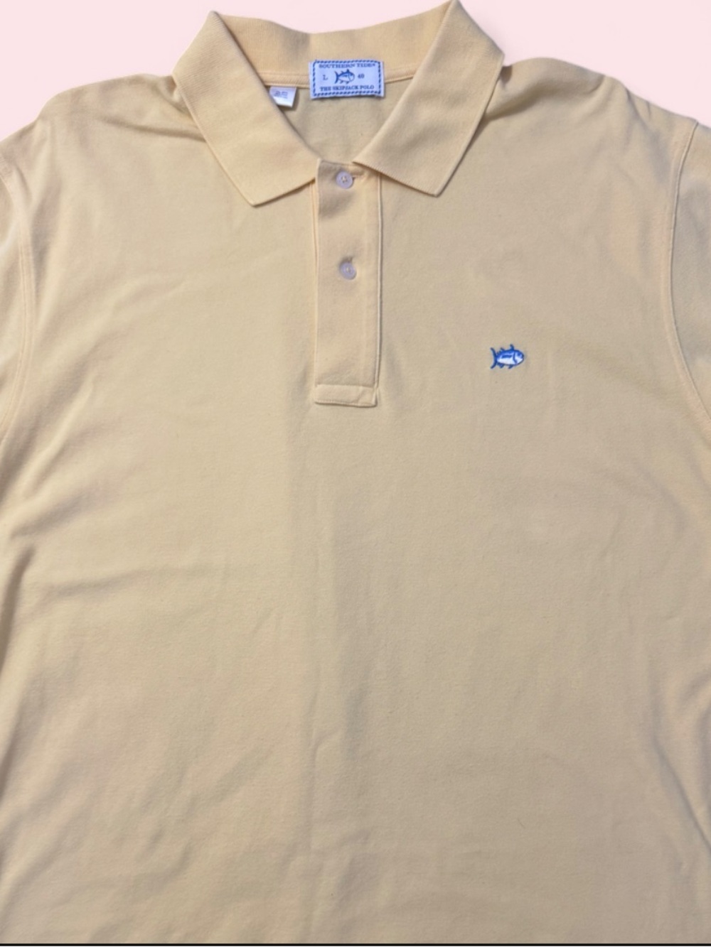Southern Tide Pale Yellow Polo with Blue Fish Logo